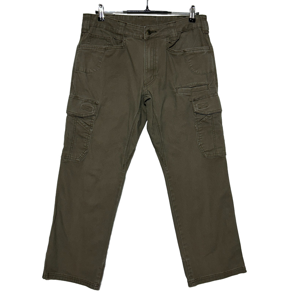 Noble Outfitters Cargo Pants Mens 33x29 Brown Canvas Tag Size 33x30 Stretch Flex